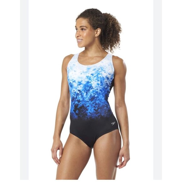 New! Speedo Size 12 MSRP $88 Blue BLack Navy Fusion Powerflex Ultrafusion Halter - Picture 1 of 10